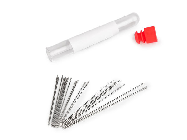Universal Hand Sewing Needle Set in Compact Protective Plastic Storage Tube