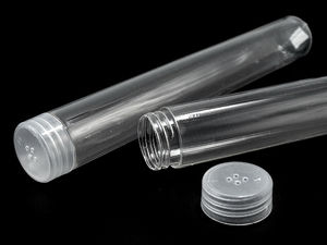 Transparent Plastic Tube Storage Container with Secure Screw Lid - Ø24 mm