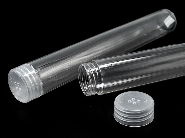 Transparent Plastic Tube Storage Container with Secure Screw Lid - Ø24 mm