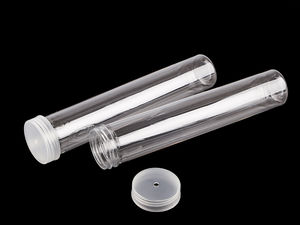Clear Plastic Tube Storage Container with Screw Lid - Ø30mm Haberdashery and Craft Organizer