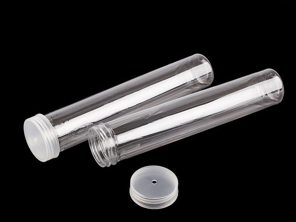 Clear Plastic Tube Storage Container with Screw Lid - Ø30mm Haberdashery and Craft Organizer