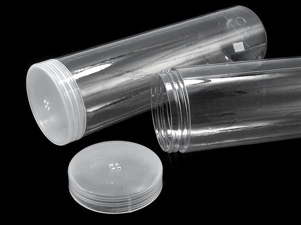 Clear Plastic Tube Container for Crafts and Haberdashery - Ø54 mm