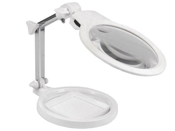 Professional LED Desktop Magnifying Glass with Measuring Base - Adjustable 2x/6x Folding Table Loupe for Crafting & Jewellery