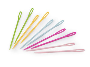 Premium Plastic Craft Needles (75mm, Blunt Safety Tip, Large Eyelet) - Assorted Multi-Color Set for Kids' Embroidery, Knitting & Ribbon Crafts