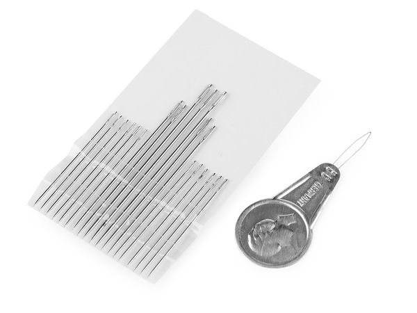 Premium Hand Sewing, Patching, and Embroidery Needle Set with Needle Threader - Nickel-Plated