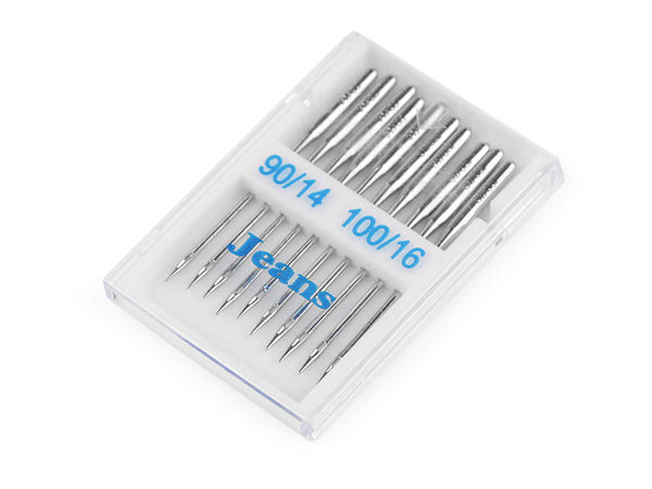 Arka Premium Jeans Sewing Machine Needles - Assorted Sizes 90 & 100, Nickel Finish