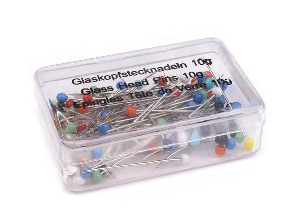 Premium Glass Head Steel Pins (32mm) - High-Visibility Sewing Pins in Reusable Storage Box