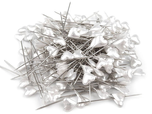 Premium Decorative Heart-Shaped Mother-of-Pearl Head Pins (55mm) - Elegant Floral & Haberdashery Craft Pins