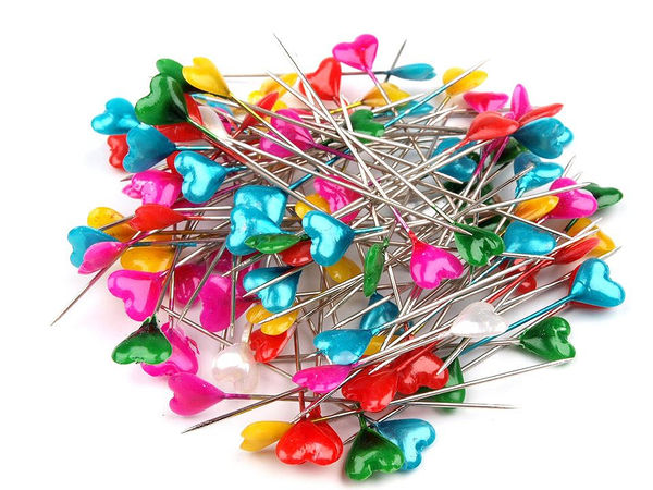 Premium Decorative Heart-Shaped Mother-of-Pearl Head Pins (55mm) - Elegant Floral & Haberdashery Craft Pins