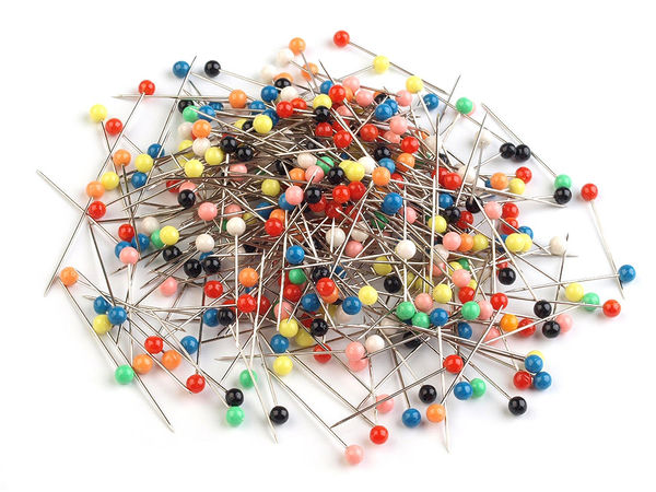 Premium Pearl-Headed Steel Pins (30mm) - Assorted Multi-Color Sewing, Tailoring & Office Pins
