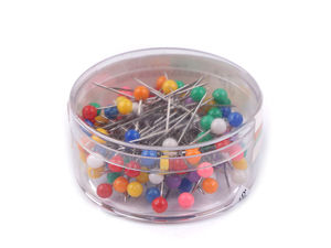 Premium Steel Sewing Pins with Assorted Color Round Heads (32mm) - Multipurpose Crafting & Floristry Pins in Storage Box