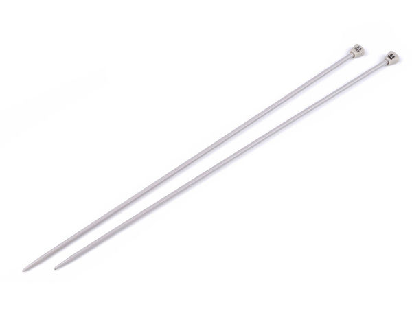 Premium Straight Knitting Needles, 3.5mm (No. 3.5), 30cm Silver-Finished - Lightweight & Smooth for Fine Yarns