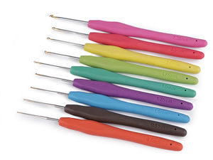 Premium Ergonomic Crochet Hook Set (9-Piece) - Fine Lace & Thin Yarn Hooks with Soft Silicone Grip (0.5mm - 2.5mm)