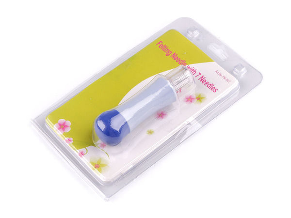 Premium 7-Needle Felting Pen for Precision Wool Dry Felting (Blue) - Multi-Needle Crafting Tool with Safety Shield