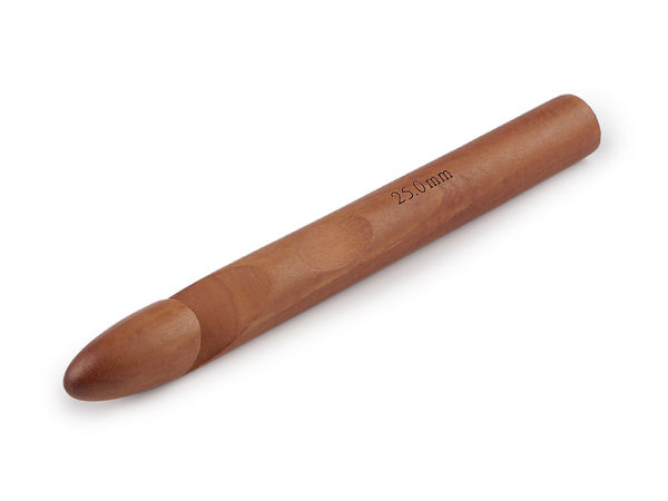 Ergonomic Wooden Crochet Hook (Size 25mm) - Premium Natural Wood Jumbo Hook for Chunky Yarn, Blankets, and Rugs