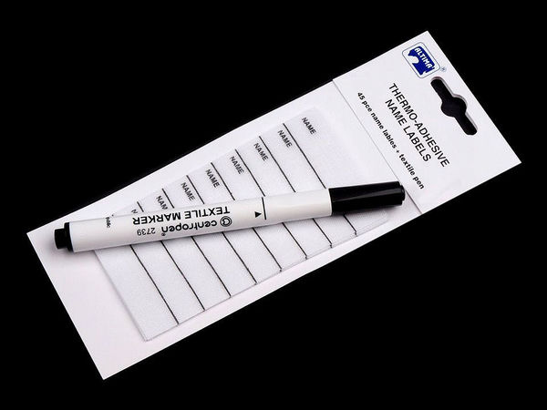 Premium Iron-On Fabric Name Labels for Clothing - Write-On Thermo-Adhesive Clothing Tags (45-Pack)