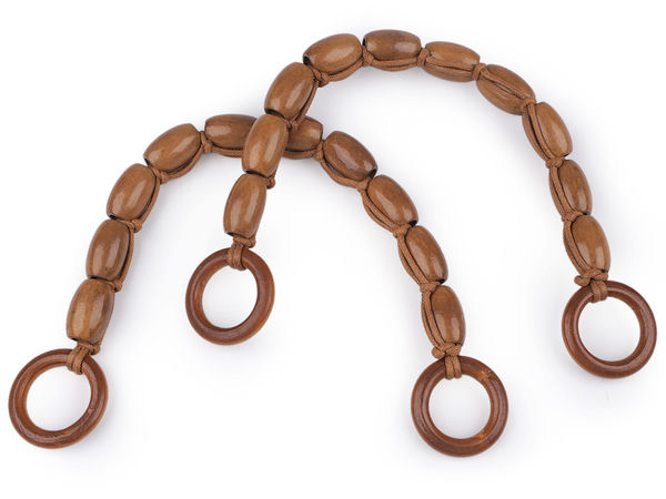 Premium Wooden Beaded Bag Handle with Ring Ends - Flexible Replacement Strap for Handbag and Purse Making