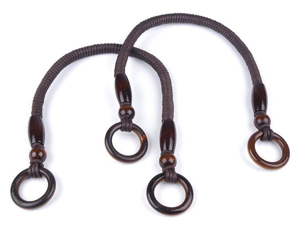 Premium Beaded Rope Bag Handle with Wooden Ring Ends, 50-55cm - Replacement Purse Strap for DIY Handbags and Crafts