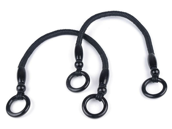 Premium Beaded Rope Bag Handle with Wooden Ring Ends, 50-55cm - Replacement Purse Strap for DIY Handbags and Crafts