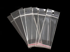 Clear Self-Adhesive Retail Display Bags with Hang Hole, 5x9 cm