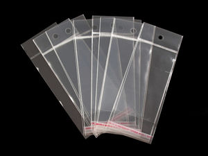 Premium Clear Self-Adhesive Retail Display Bags with Hang Hole - 6x10.5 cm
