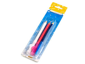 Professional Tailor's Chalk Pencil Set with Integrated Eraser Brush - 3-Piece Assorted Colors
