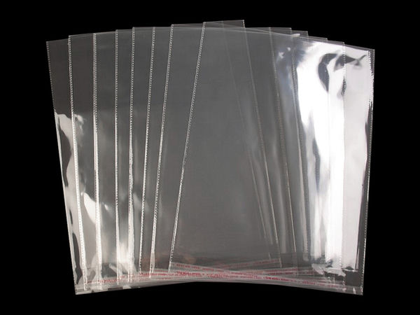 Clear Plastic Self-Adhesive Sealing Bags for Retail & Display (30 x 38 cm) - Transparent