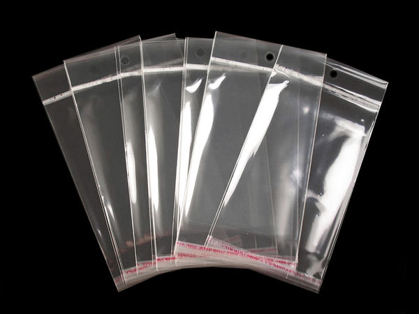 Clear Self-Adhesive Packaging Bags with Hang Hole | 10 x 13.5 cm Retail Display Bags