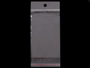 Clear Self-Adhesive Resealable Packaging Bags with Hang Hole, 10x22 cm