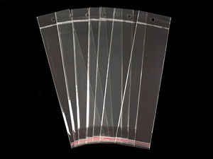 Clear Self-Adhesive Retail Display Bags with Hang Hole, 7x22 cm