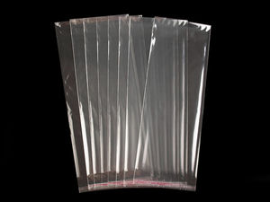 Clear Self-Adhesive Plastic Packaging Bags (13 x 33 cm) - Premium Transparent Self-Sealing Flap Pouches