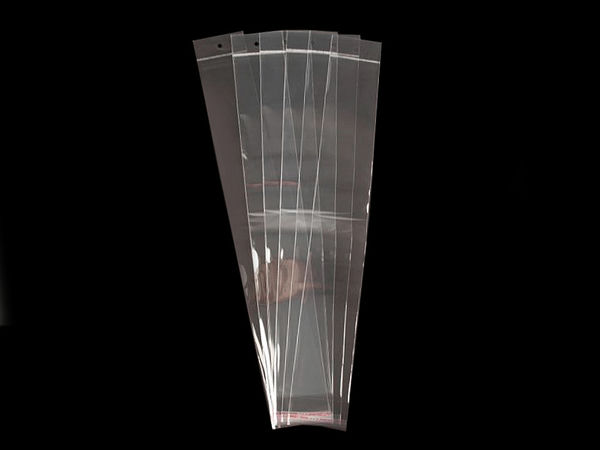 Premium Clear Self-Adhesive Resealable Bags with Hang Hole (7x45 cm)