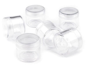Clear Plastic Craft Storage Jar with Screw Lid, 22ml (3.2x3.8 cm) - Transparent Bead & Sequin Organizer