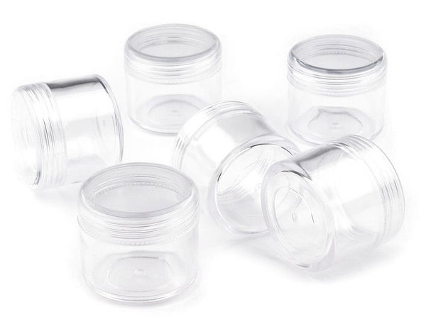 Clear Plastic Craft Storage Jar with Screw Lid, 22ml (3.2x3.8 cm) - Transparent Bead & Sequin Organizer