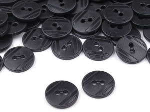 Classic Black Plastic 2-Hole Buttons - Size 24 (15mm) for Sweaters, Jackets, and Dresses
