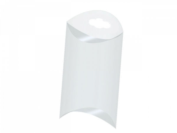 Clear Pillow Packaging Box with Euro Hang Tab (5.5 x 7 cm) - Premium Transparent Plastic Retail Box for Jewelry, Crafts, and Small Items