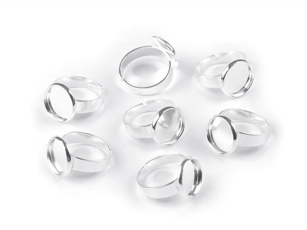 DIY Bezel Ring Base for Resin & Jewelry Making – Universal Fit, 12mm Round Setting (Silver Light)