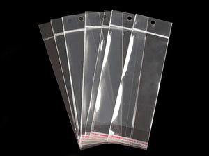 Premium Clear Self-Adhesive Display Bags with Hang Hole (6x15 cm) | Professional Retail & Jewelry Packaging