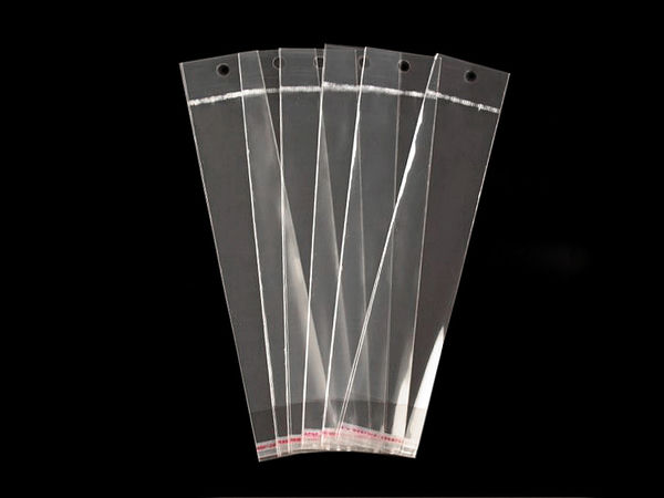 Transparent Self-Adhesive Cellophane Packaging Bags with Hang Hole for Retail & Jewelry Display