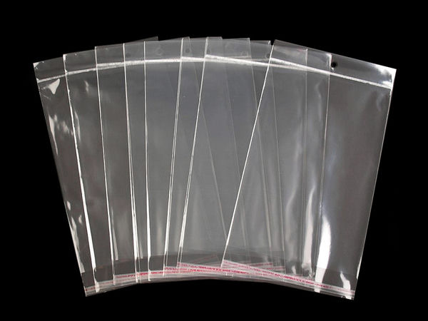 Premium Self-Adhesive Transparent Display Bags with Hang Hole, 17x25.5cm - Clear Plastic Resealable Packaging for Retail & Crafts