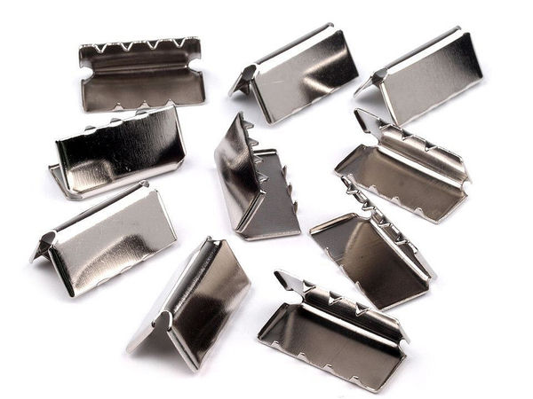 Metal Crimp End Caps for Flat Cords & Straps - 20 mm Width