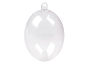 Clear Acrylic Fillable Egg Ornament (4.5 x 6 cm) - Transparent Plastic Snap-Open Hanging Craft Bauble