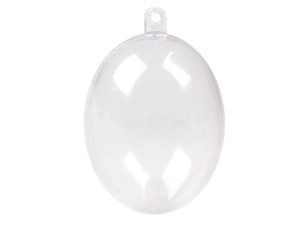 Clear Acrylic Fillable Egg Ornament (4.5 x 6 cm) - Transparent Plastic Snap-Open Hanging Craft Bauble