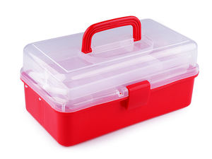 Multi-Compartment Craft Organizer Box with Handle and Secure Latch - Plastic Storage Bin for Beads, Jewelry, and Sewing Accessories