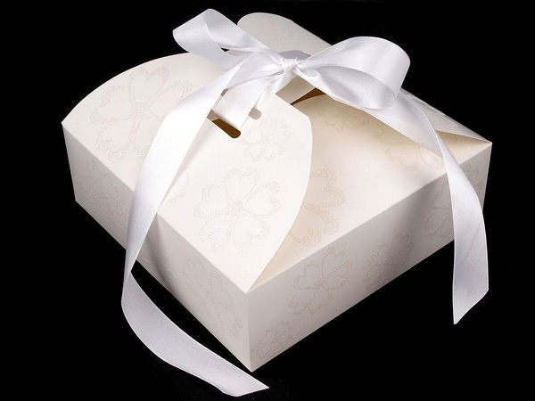Elegant Floral Favor Boxes with Satin Ribbon and Glitter Accents - Easy-Assemble Wedding & Party Gift Boxes
