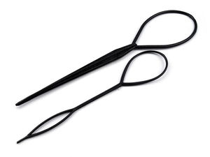 Professional Topsy Tail Hair Styling Loop Set - 2-Piece Ponytail Maker and Braid Tool, Black