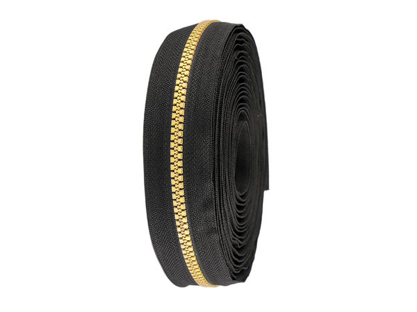 Premium No. 5 Continuous Plastic Zipper with Metallic Finish - High-Strength Coil Zipper Chain for Bags, Upholstery, and Apparel