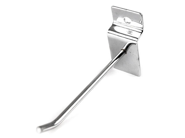 Premium Metal Display Hook for Slatwall and Gridwall Panels (9 cm) - Nickel