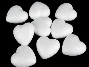 Solid Polystyrene Craft Heart for DIY Projects, Patchwork & Seasonal Decor (4.4 x 4.7 cm, White)