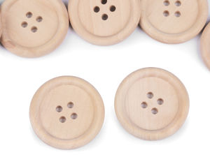 Premium Natural Light Wooden Buttons (Size 48 / 30mm) for Sewing, Knitting, and Crafts